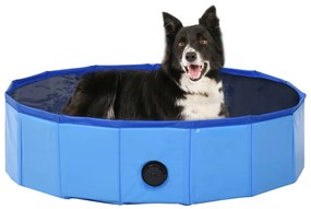 170825 vidaXL Сгъваем басейн за кучета, син, 80x20 см, PVC