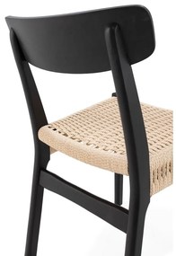 Черни трапезни столове в комплект 2 бр. от масивно каучуково дърво Biel – MOME