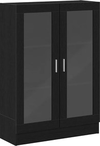 862021 vidaXL Библиотека, черно и дъб, 82,5x30,5x115 см, инженерно дърво