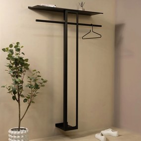 Черна стоманена стенна закачалка с рафт 100 cm Luno Large – Spinder Design
