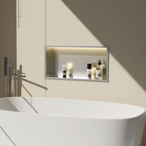 Вграден рафт за баня  LED 30x60 steel brush