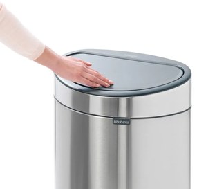 Кош за боклук Brabantia Touch Bin New 649732, 40 л, Безшумно и плавно затваряне, Плосък гръб, Сив