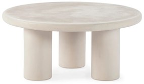 Кремава кръгла масичка за кафе от декор от камък ø 80 cm Iriel – MOME