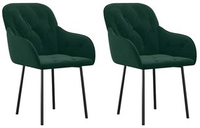 344847 vidaXL Трапезни столове, 2 бр, тъмнозелени, кадифе