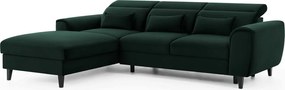 Тъмнозелен кадифен разтегателен ъглов диван с място за съхранение (ляв ъгъл) Foble – ELTAP
