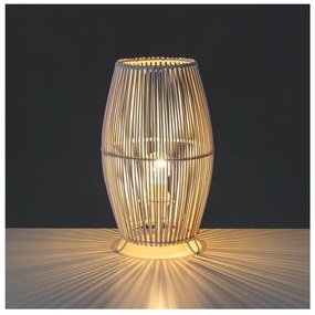 Бяла бамбукова настолна лампа с бамбуков абажур (височина 29 см) - Casa Selección