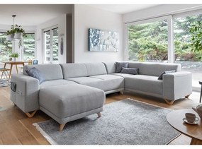 Светлосив разтегателен/с място за съхранение ъглов диван (десен ъгъл/U форма) Classy Sophie – Miuform