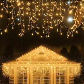 LED коледно външно осветление, топло бяло IP44 500 LED/23m