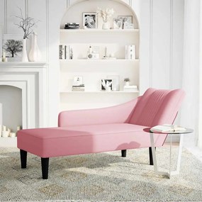 4009795 vidaXL Кушетка с десен подлакътник, розов, кадифе