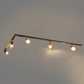 Модерна релсова система за осветление с 5 черни прожектора 1-фазов - Iconic Lava