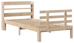 3306837 vidaXL Рамка за легло с табла, 75x190 см, борово дърво масив