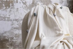 Кремаво покривало за легло от флийс 150x200 cm Pom Pom – Mijolnir