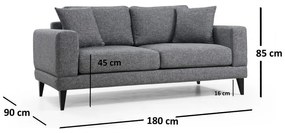 Тъмносив диван 180 cm Nordic - Balcab Home