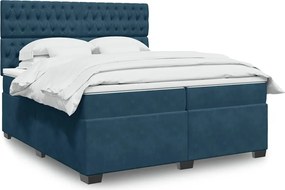 3293312 vidaXL Боксспринг легло с матрак, синьо, 200x200 см, кадифе