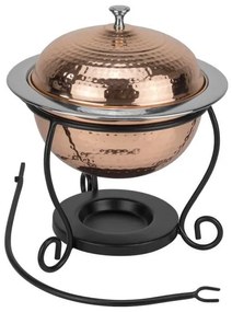 Horecano - Купа с капак с релеф, медно покритие и черна стойка Ø25cm 3L-CHARM-(SG-84451(B)