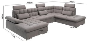 Сив разтегателен ъглов диван с място за съхранение (десен ъгъл/U форма) Merkur – Ropez