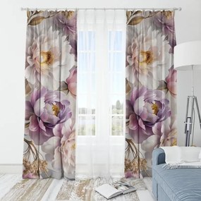 Декоративна завеса с красив модел на божур Ширина: 160 см | Дължина: 250 см