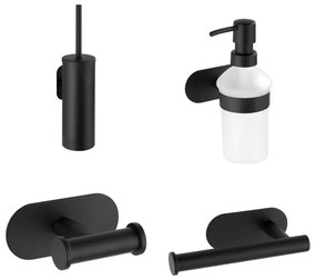 Матово черен комплект самозалепващи аксесоари за баня от неръждаема стомана Orea - Wenko