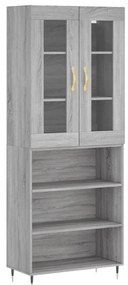 3198711 vidaXL Висок шкаф, сив сонома, 69,5x34x180 см, инженерно дърво