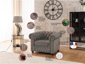 Сиво кадифено кресло честърфийлд York Blik – Ropez