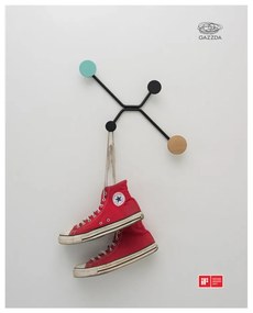 Черна стенна закачалка за външен ъгъл с розов детайл Hook - Gazzda