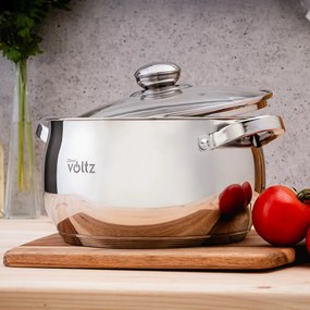 Комплект тенджери Oliver Voltz OV51210G8B, 8 части, Многослойно дъно, Индукция, Неръждаема стомана, Сребрист