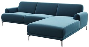 Ъглов диван от синьо кадифе , десен ъгъл Puzo - MESONICA