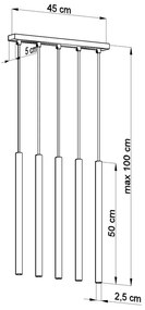 Черна висяща лампа , дължина 45 cm Fideus - Sollux