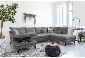 Сив разтегателен диван в буквата "П", десен ъгъл Charming Charlie - Miuform