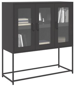 853404 vidaXL Бюфет, черен, 100,5x39x107 см, студеновалцувана стомана