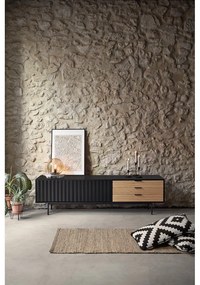 Черна/естествена маса за телевизор от декор от дъб 180x52 cm Sierra – Teulat