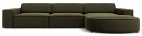 Ъглов диван от зелено кадифе (десен ъгъл) Jodie - Micadoni Home