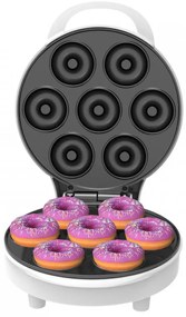 Уред за донъти Adler AD 3075, 1500W, 7 понички наведнъж, Незалепващи плочи, Бял