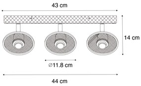 Индустриален таванен прожектор черен с дърво 3-светлина - Jasmine