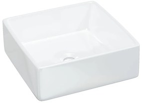 153341 vidaXL Мивка, бяла, 37x37x13 см, керамика, квадратна