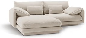 Бял кадифен ъглов диван (ляв ъгъл) Torino – Micadoni