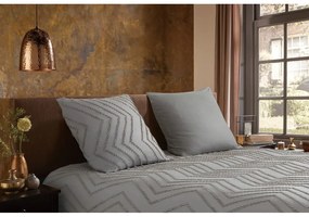 Сиво/кафяво единично удължено спално бельо от микрофибър 140x220 cm Pure Zigzag – Good Morning