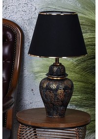 Настолна лампа с текстилен абажур в черен и златист цвят (височина 54 cm) Derin – Opviq lights