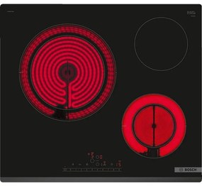 Керамичен плот за вграждане Bosch PKK631FP8E, 5750W, 3 зони, 17 степени, PowerBoost, Restart, Електрически, Черен