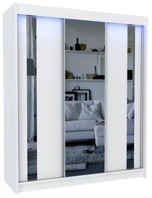 Шкаф с плъзгащи врати и огледало GAJA, 180x216x61, бяло