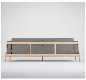 Тъмно сив диван от биволска кожа с масивна дъбова конструкция , 240 см Fawn - Gazzda