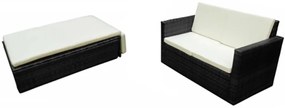 42834 vidaXL Градински комплект с възглавници, 2 части, черен полиратан