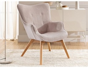 Светлорозов фотьойл с табуретка от рипсено кадифе Niko – Ropez