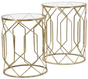 Кръгли странични маси със стъклен плот в комплект от 2 броя ø 42 cm Tunisi - Mauro Ferretti