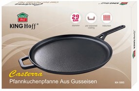 Тиган за палачинки Kinghoff KH 1895, 29 см, Чугун, Незалепваща повърхност, Индукция, Черен