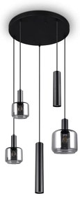 Черно висящо осветително тяло с метален абажур/със стъклен абажур ø 40 cm Mataro – Trio