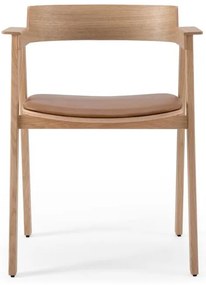 Кожен трапезен стол с подлакътници в кафяв и естествен цвят Flip – Gazzda