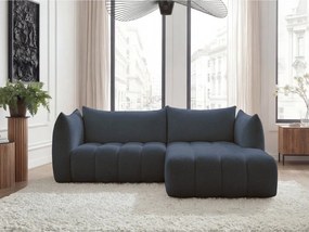 Тъмносин ъглов диван от прежда с примки от букле (десен ъгъл) Azra – Bobochic Paris