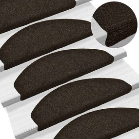322349 vidaXL Изтривалки за стълби, самозалепващи се, 15 бр., 65x21x4 см, тъмнокафяви, полукръгли, големи