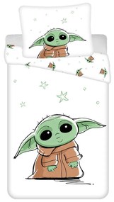 Памучно детско спално бельо за единично легло 140x200 cm Star Wars Baby Yoda - Jerry Fabrics